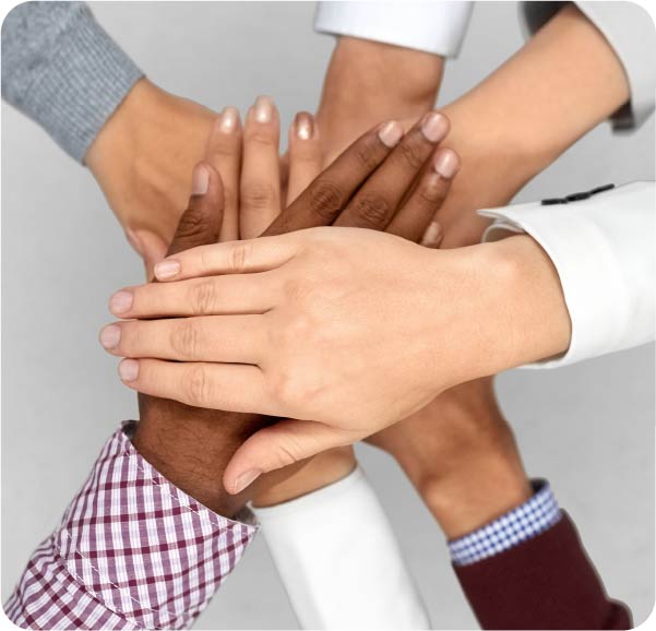 image of hands overlapping showing unity