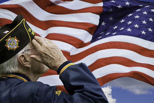 veteran saluting flag